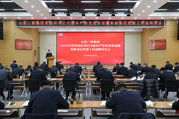山东pp电子模拟器集团召开2024年度党组织书记全面从严治党述责述廉和抓基层党建工作述职评议会议